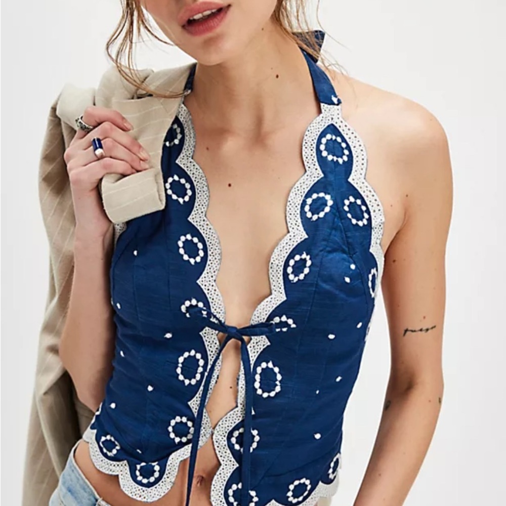 NWOT FREE PEOPLE BLUE ANNIE VEST 🫐🧺